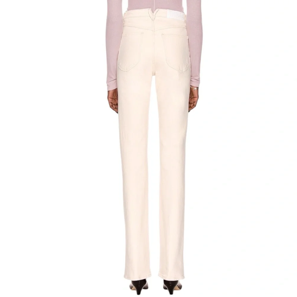 NWT SPRWMN Women’s High-Waisted Micro Flare Jeans in Earhart (Cream) Size 24